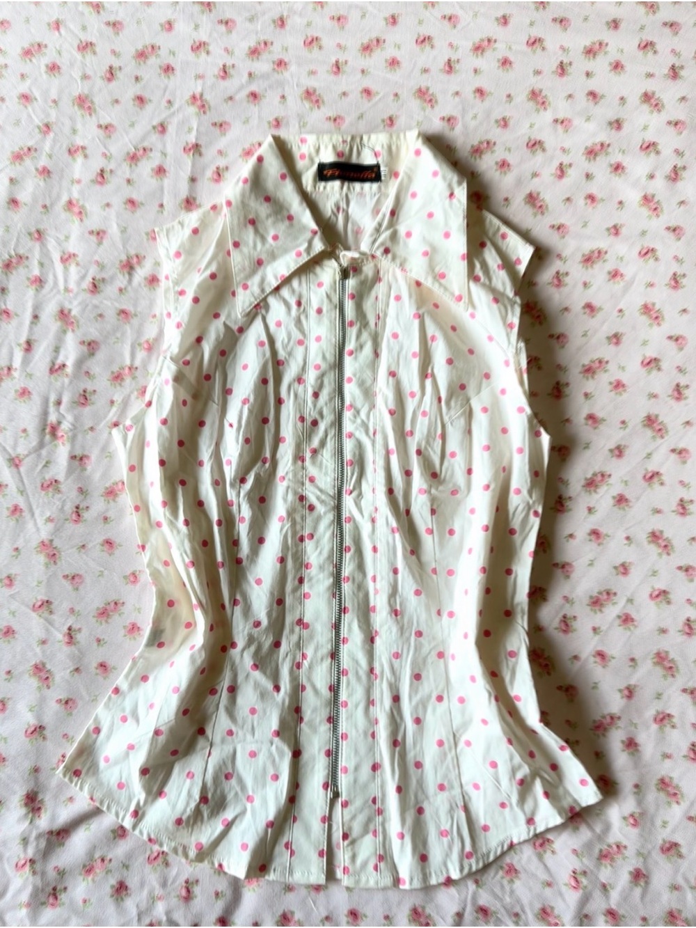 & Other Stories White Sleeveless Polka Dot Button-Front Shirt